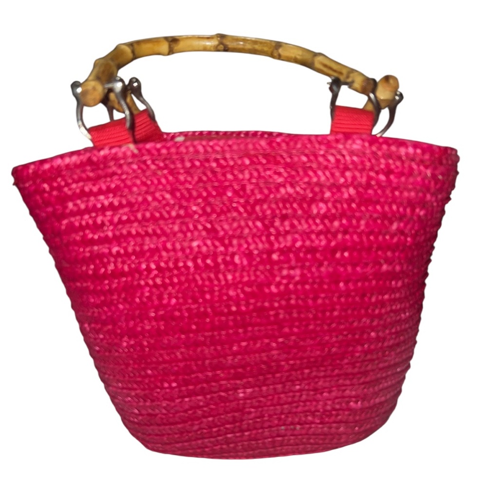 St. John's Bay Bold Pink Tote with Bamboo Accents